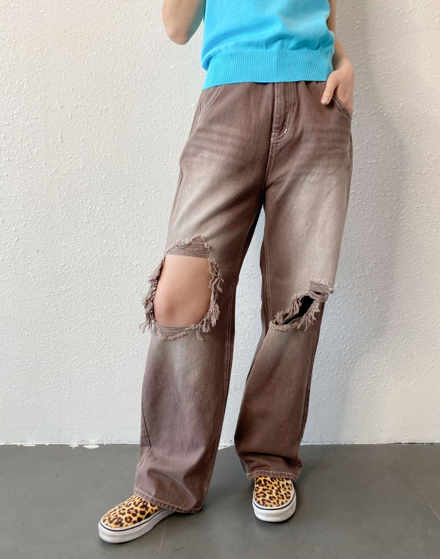 Sand Wash Destroyed Jeans #250415